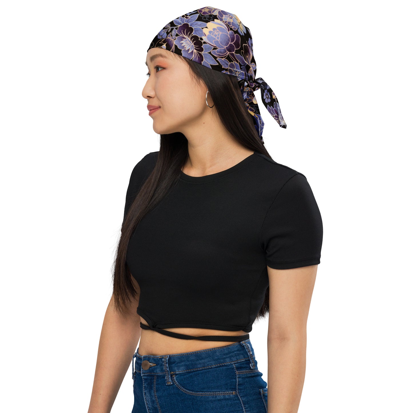 Purple floral bandana