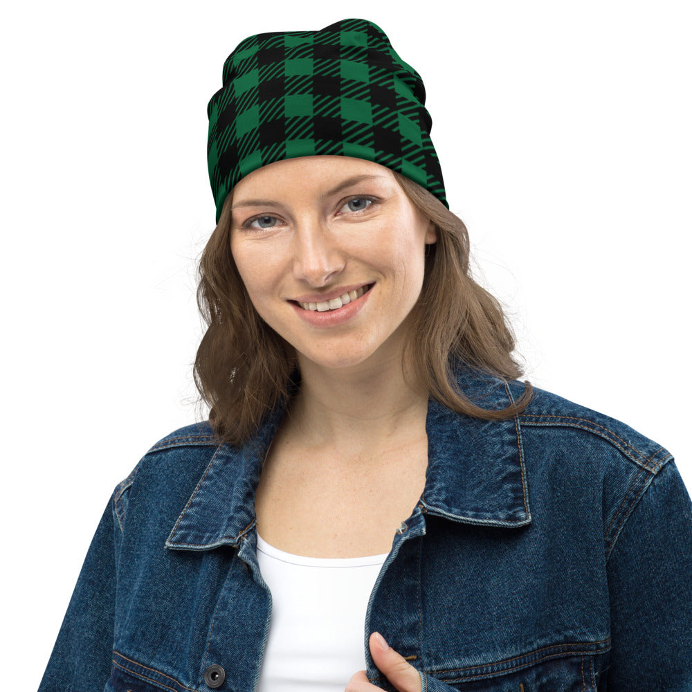 Plaid Print Beanie