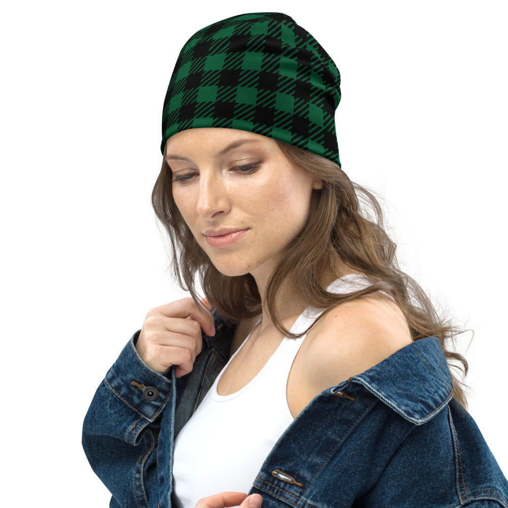 Plaid Print Beanie