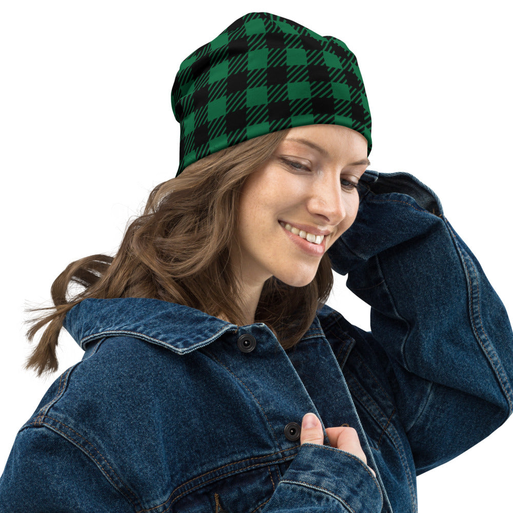 Plaid Print Beanie