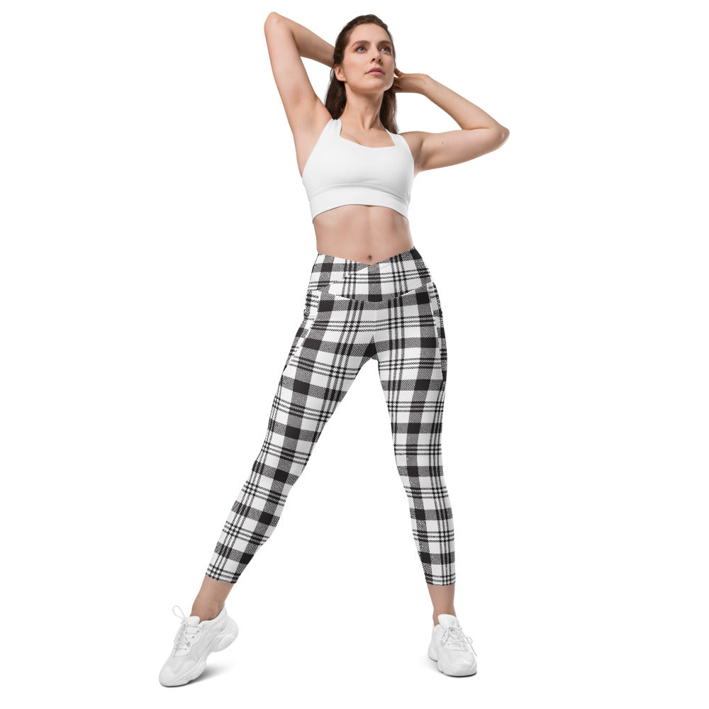 Plaid Crossover leggings with pockets