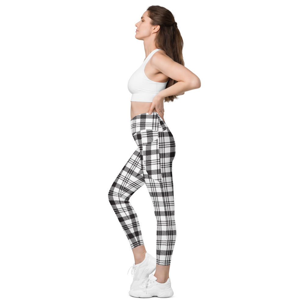 Plaid Crossover leggings with pockets