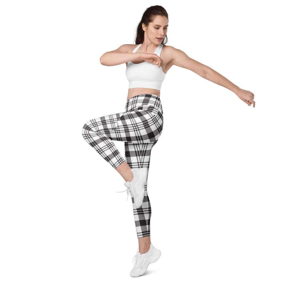 Plaid Crossover leggings with pockets