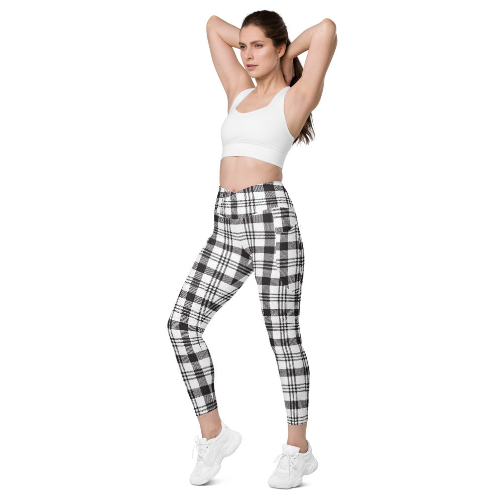 Plaid Crossover leggings with pockets