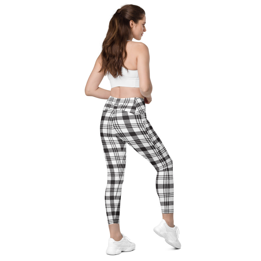 Plaid Crossover leggings with pockets
