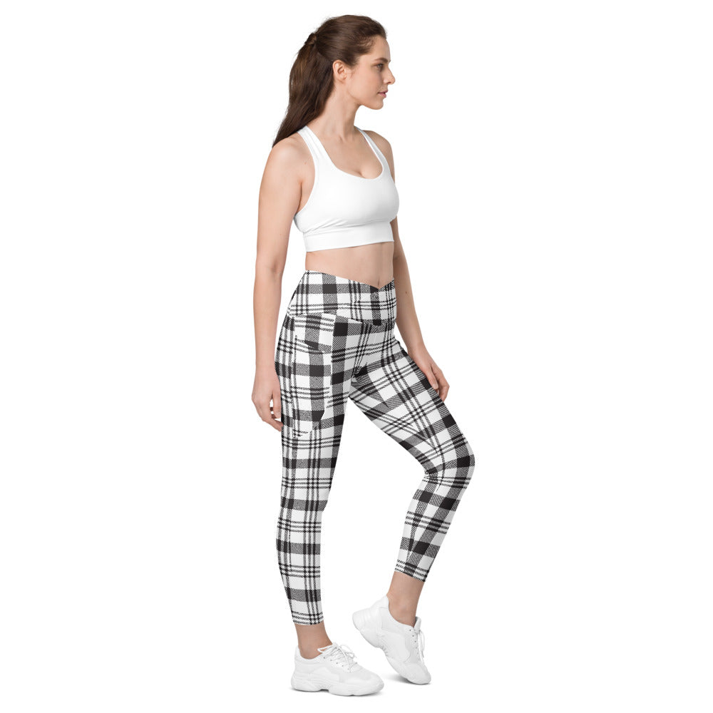Plaid Crossover leggings with pockets