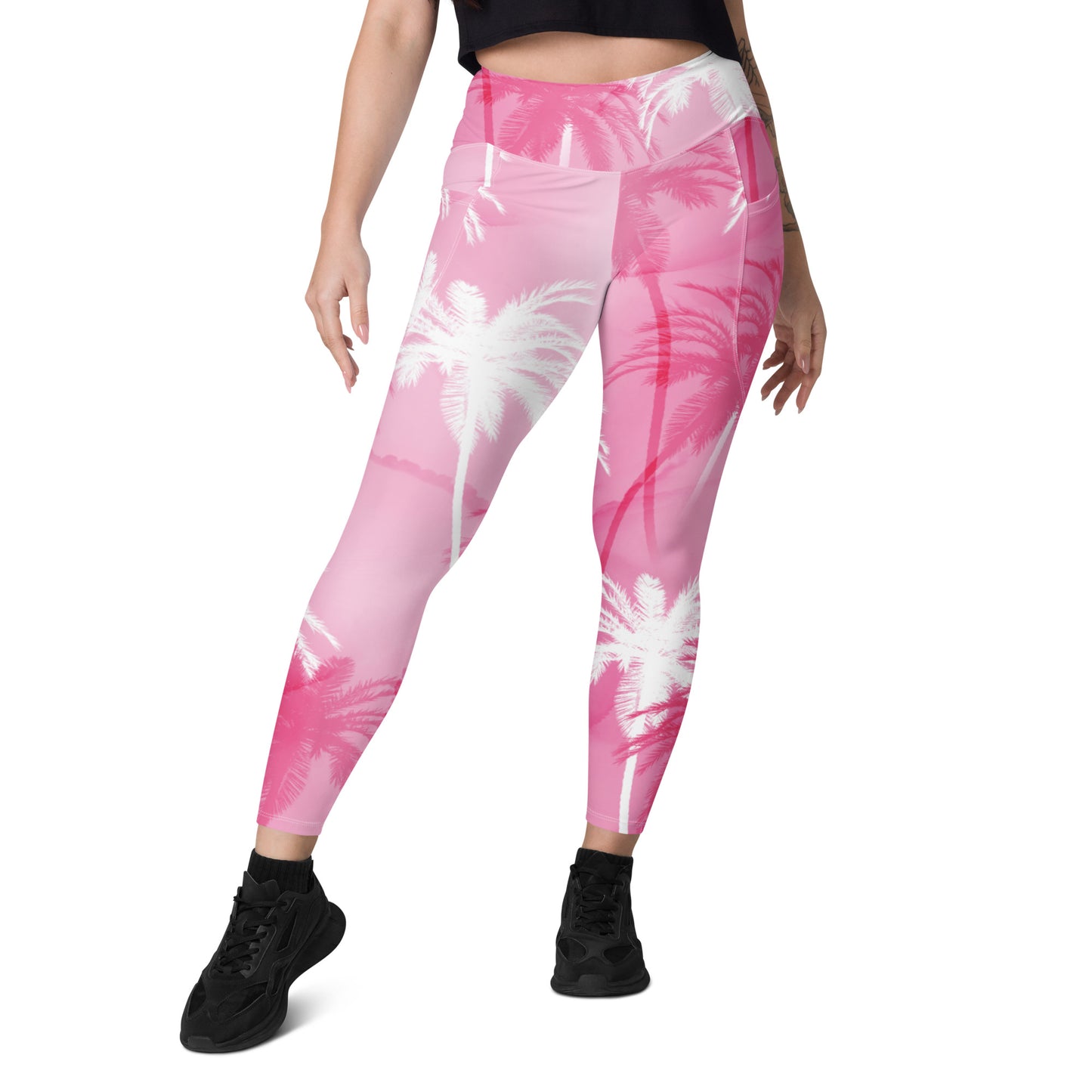 Pink Palm Leggings with pockets