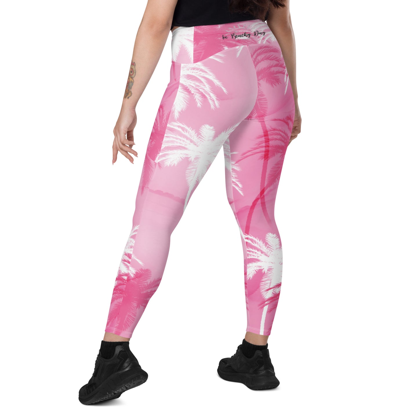 Pink Palm Leggings with pockets