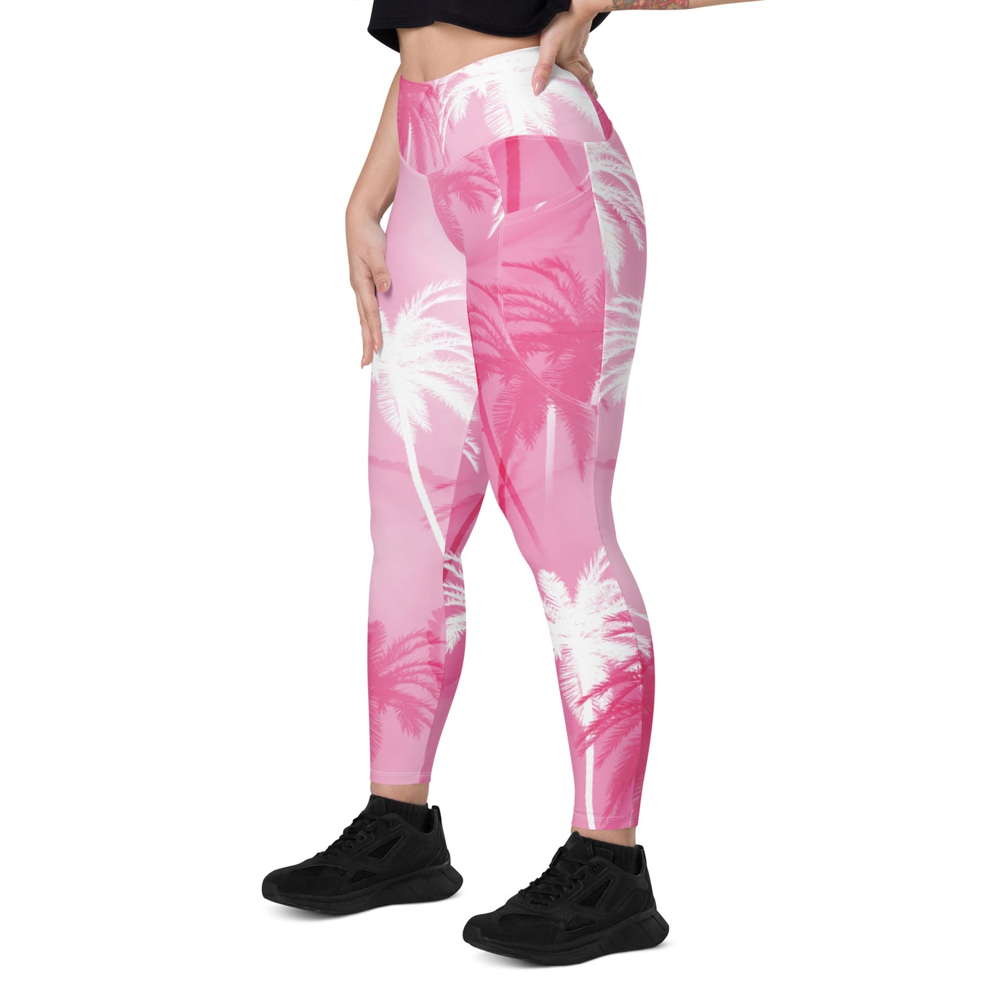 Pink Palm Leggings with pockets