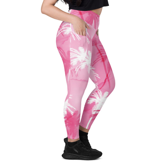 Pink Palm Leggings with pockets