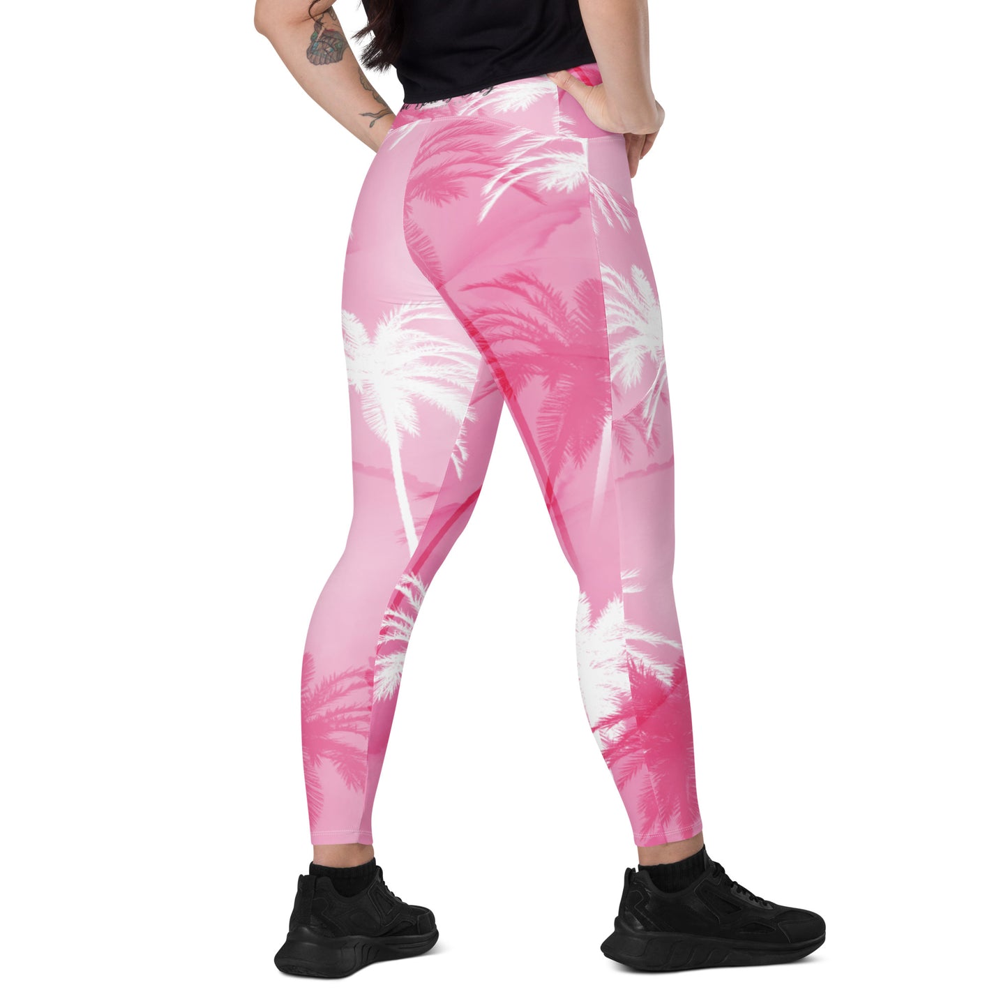 Pink Palm Leggings with pockets