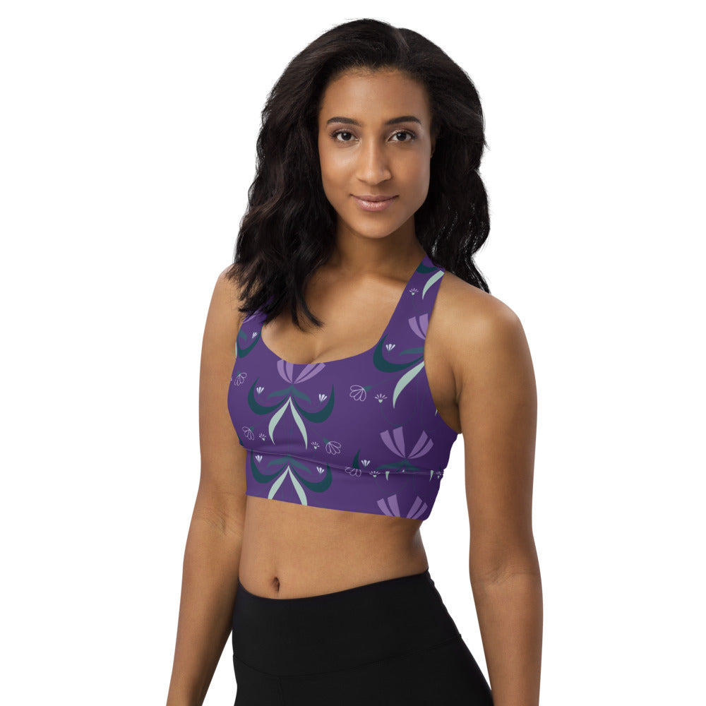 Purple Floral sports bra