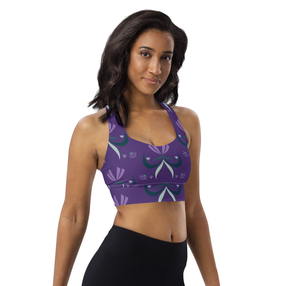 Purple Floral sports bra