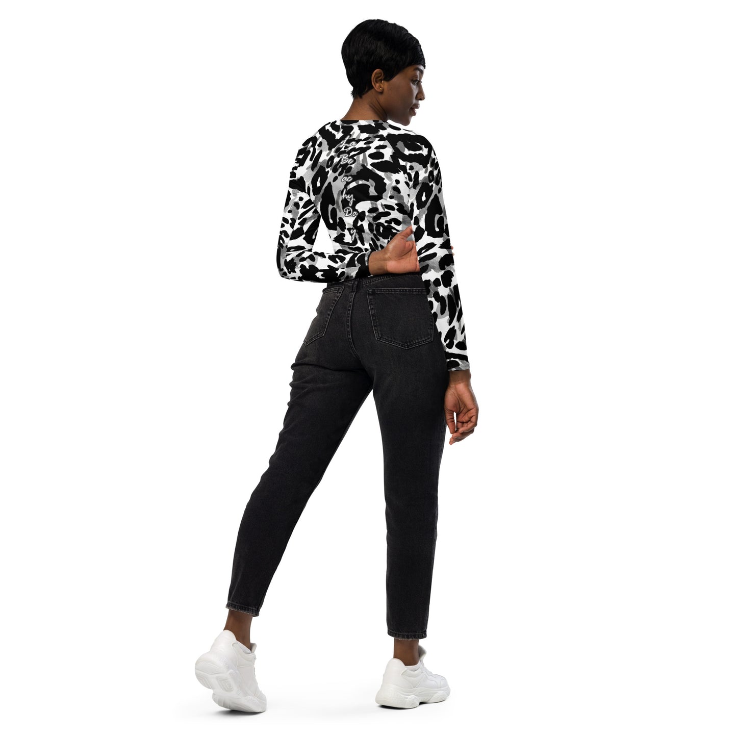 Leopard long-sleeve crop top
