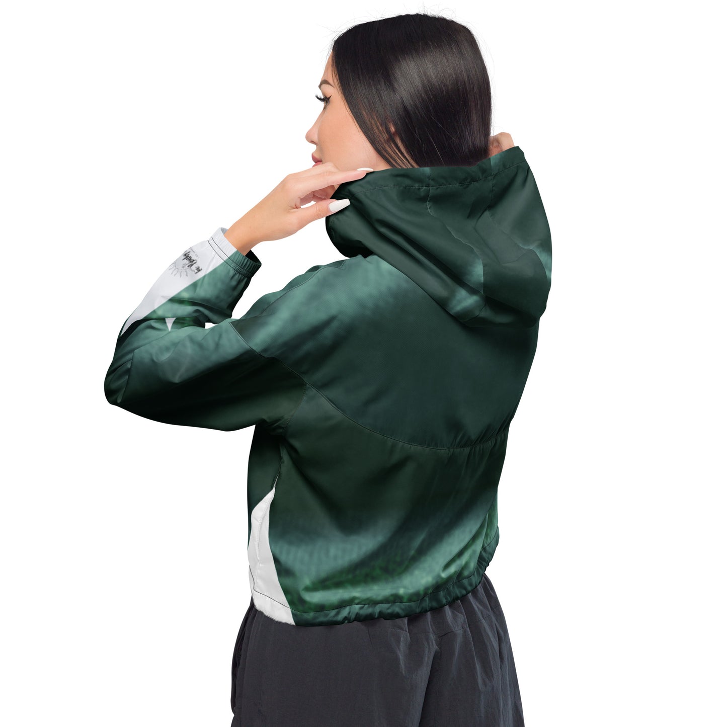 La Green Cropped Track Windbreaker