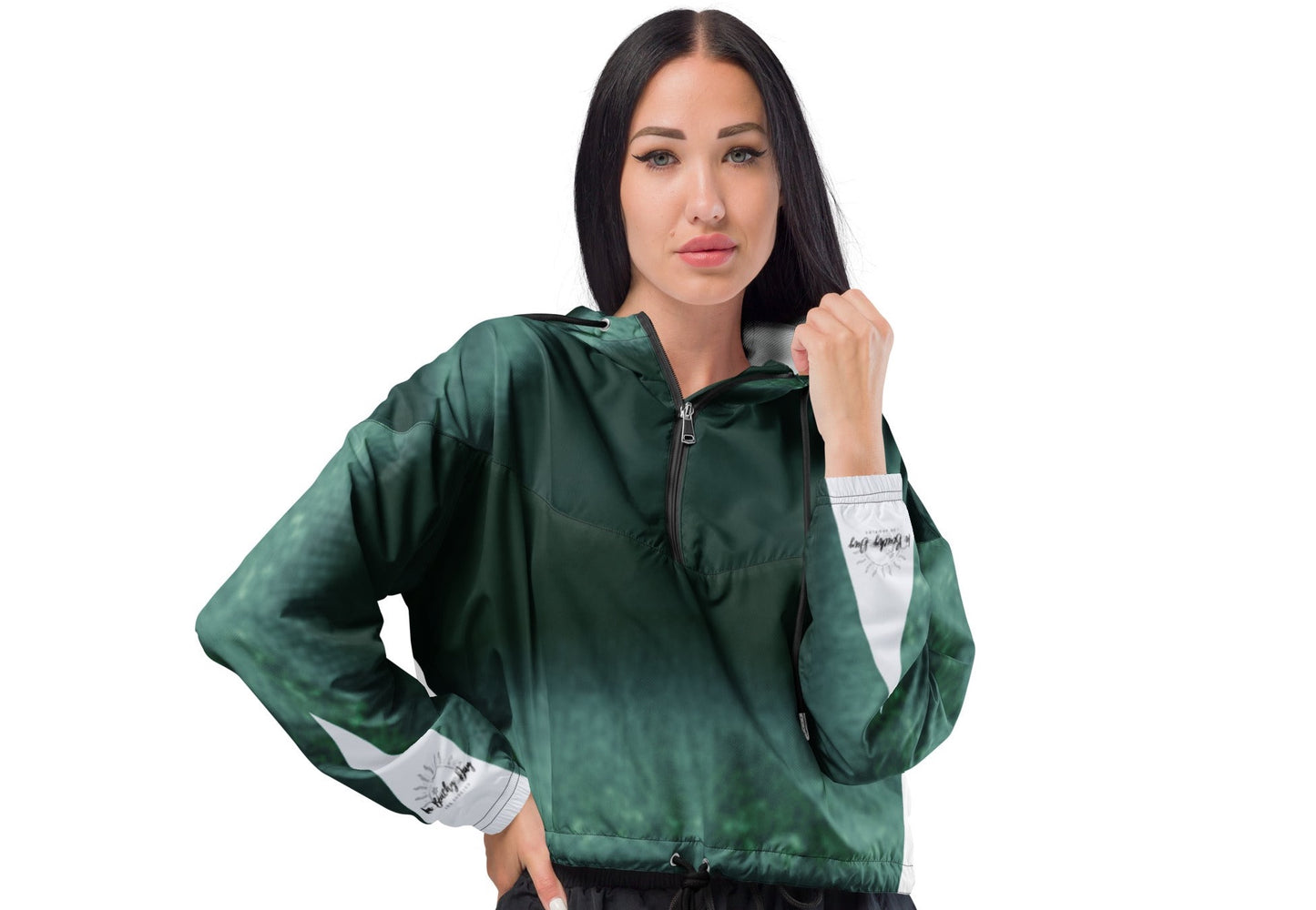 La Green Cropped Track Windbreaker