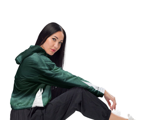 La Green Cropped Track Windbreaker