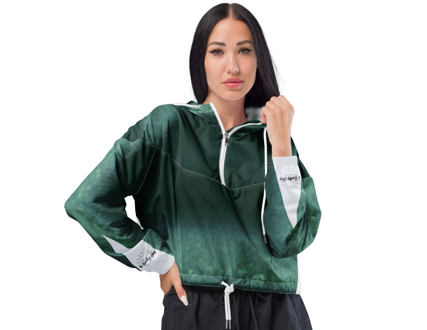 La Green Cropped Track Windbreaker