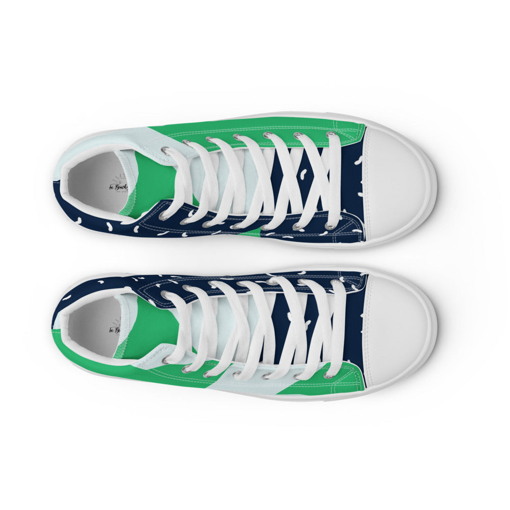 Blue/Green Anchor Men’s high top canvas shoes