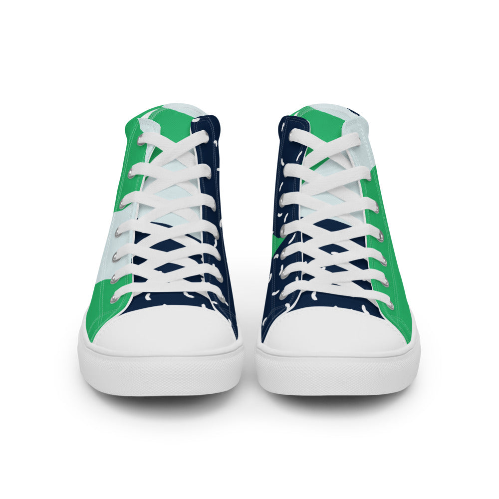 Blue/Green Anchor Men’s high top canvas shoes
