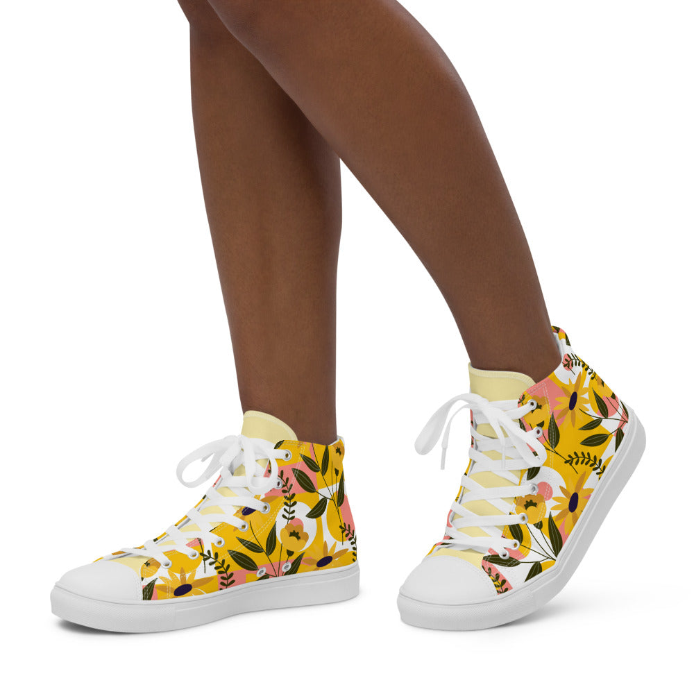Floral Women’s high top canvas shoes