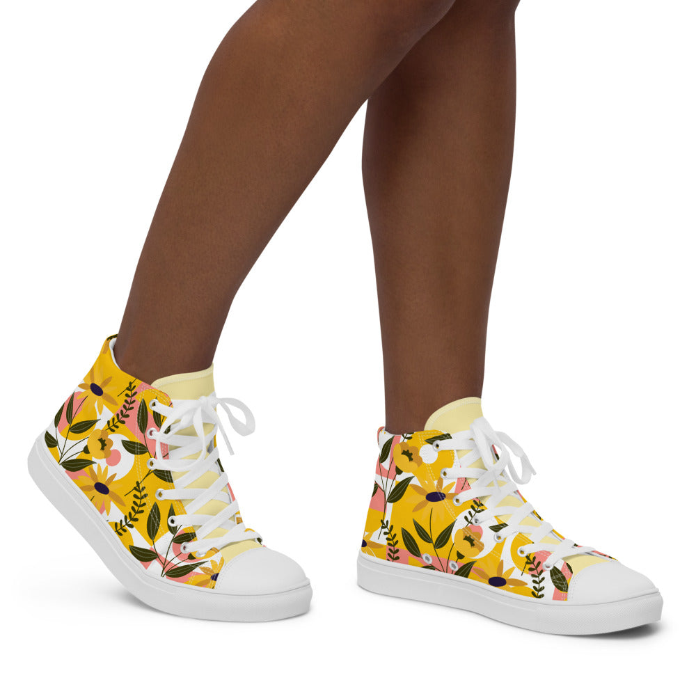 Floral Women’s high top canvas shoes