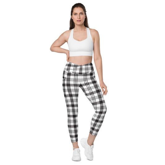 Plaid Crossover leggings with pockets