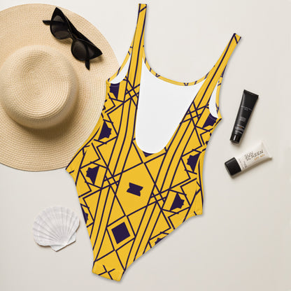 Yellow Geometric One-Piece Swimsuit