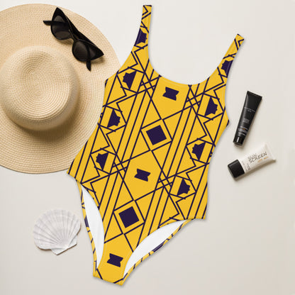 Yellow Geometric One-Piece Swimsuit