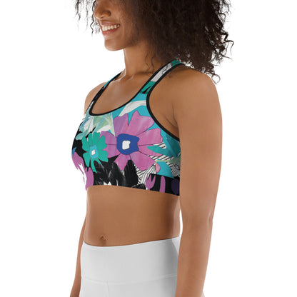 Purple Floral Sports bra