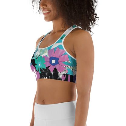 Purple Floral Sports bra