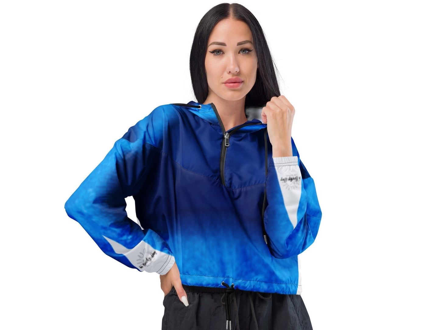 La Blue Cropped Track Windbreaker