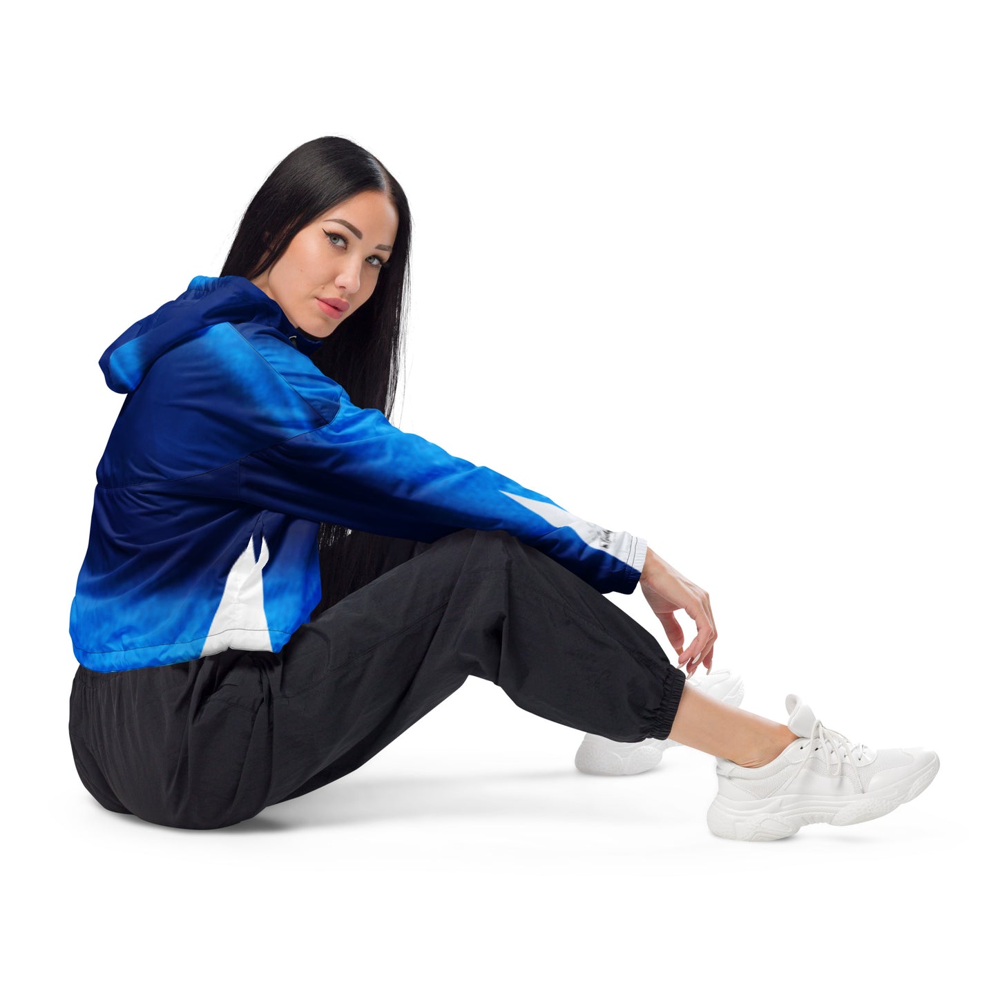 La Blue Cropped Track Windbreaker