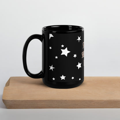 "Stars Can't Shine Without Darkness" Black Glossy Mug